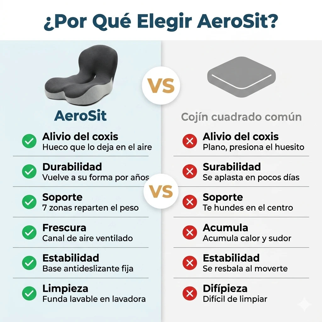 AeroSit™ - Cojín Ortopédico para Dolor de Coxis